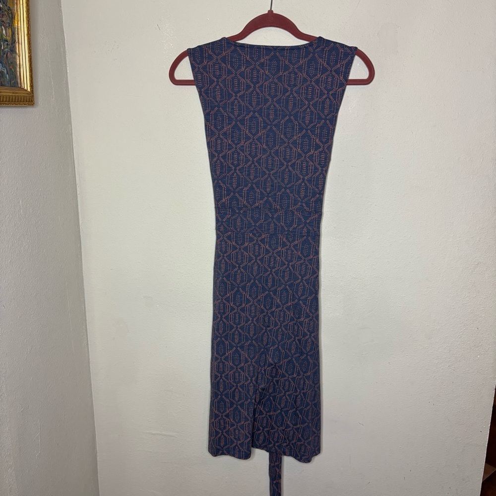 Toad&Co Blue and Orange Geometric Wrap Dress Large - Picture 5 of 5